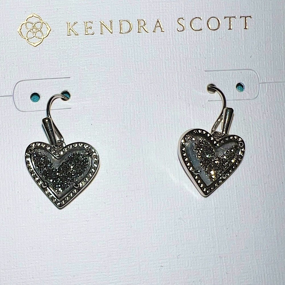 Kendra Scott. Silver dangle heart earrings